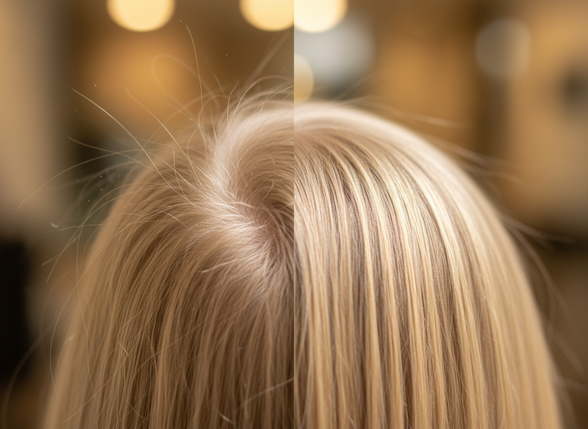 Comparaison cheveux statiques et cheveux disciplinés chez un enfant