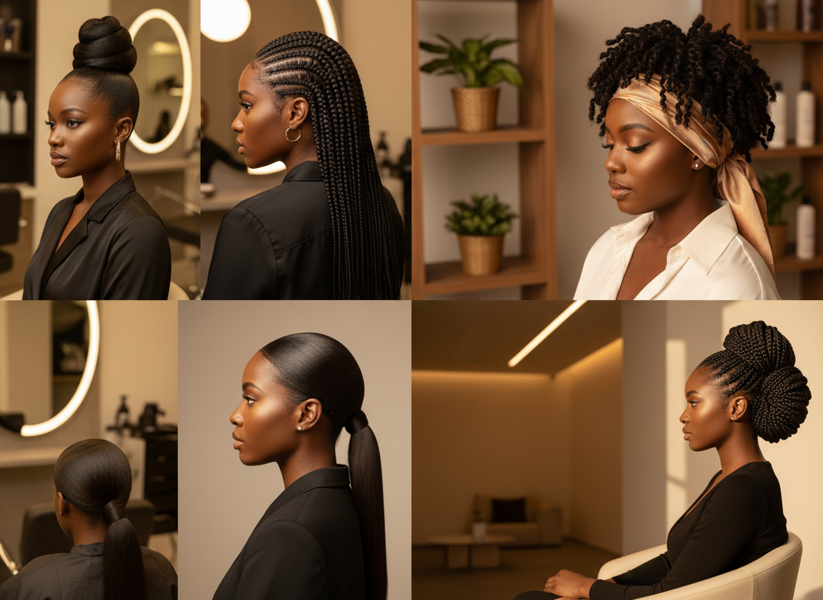 Cinq coiffures protectrices anti-humidité pour cheveux afro présentées par des modèles